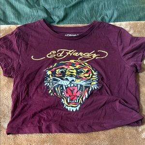 Ed Hardy Maroon Tiger Tee